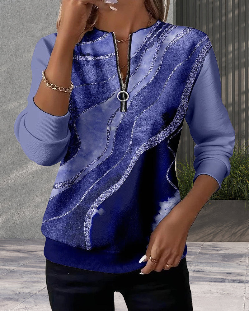 Lera | Sweatshirt à demi-zip et impression vintage