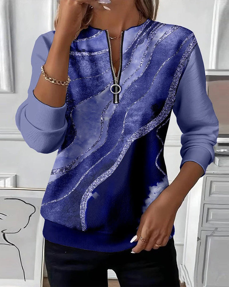 Lera | Sweatshirt à demi-zip et impression vintage