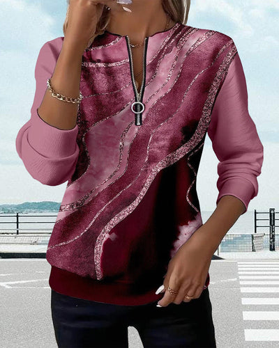 Lera | Sweatshirt à demi-zip et impression vintage