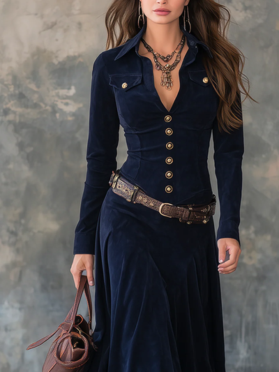 MILANA | Robe longue en suédine avec fente