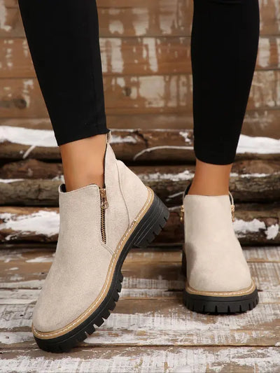 Morgane | Bottines en daim à talons épais