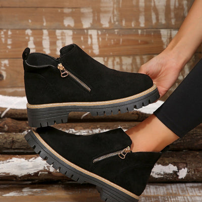 Morgane | Bottines en daim à talons épais