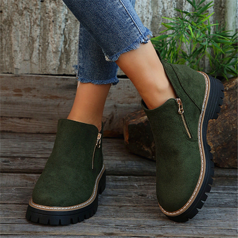 Morgane | Bottines en daim à talons épais