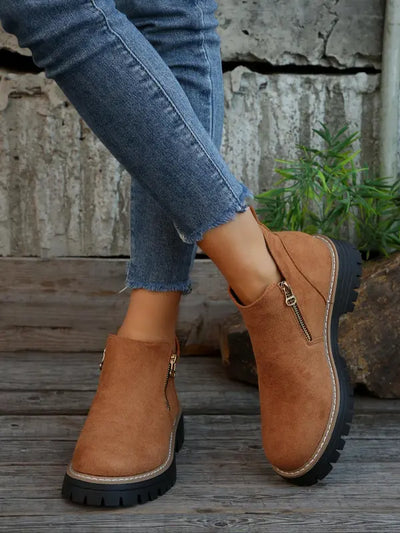 Morgane | Bottines en daim à talons épais