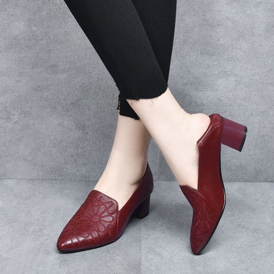 Margaux | Escarpins en cuir brodés avec semelle intérieure rembourrée