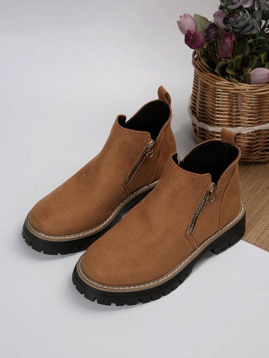 Morgane | Bottines en daim à talons épais