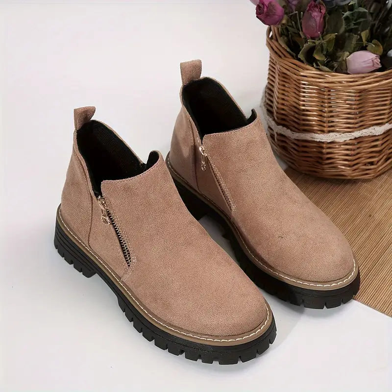 Morgane | Bottines en daim à talons épais