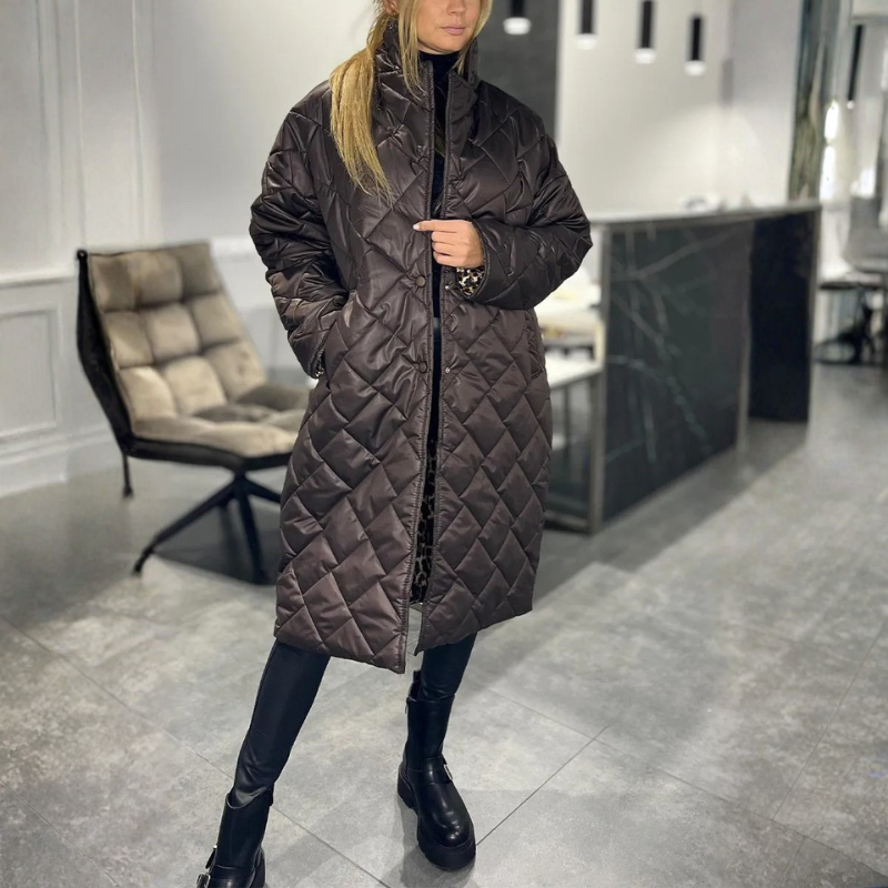 Bérénice | Manteau Matelassé Réversible avec Doublure Léopard