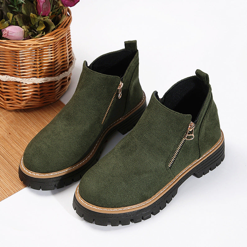 Morgane | Bottines en daim à talons épais
