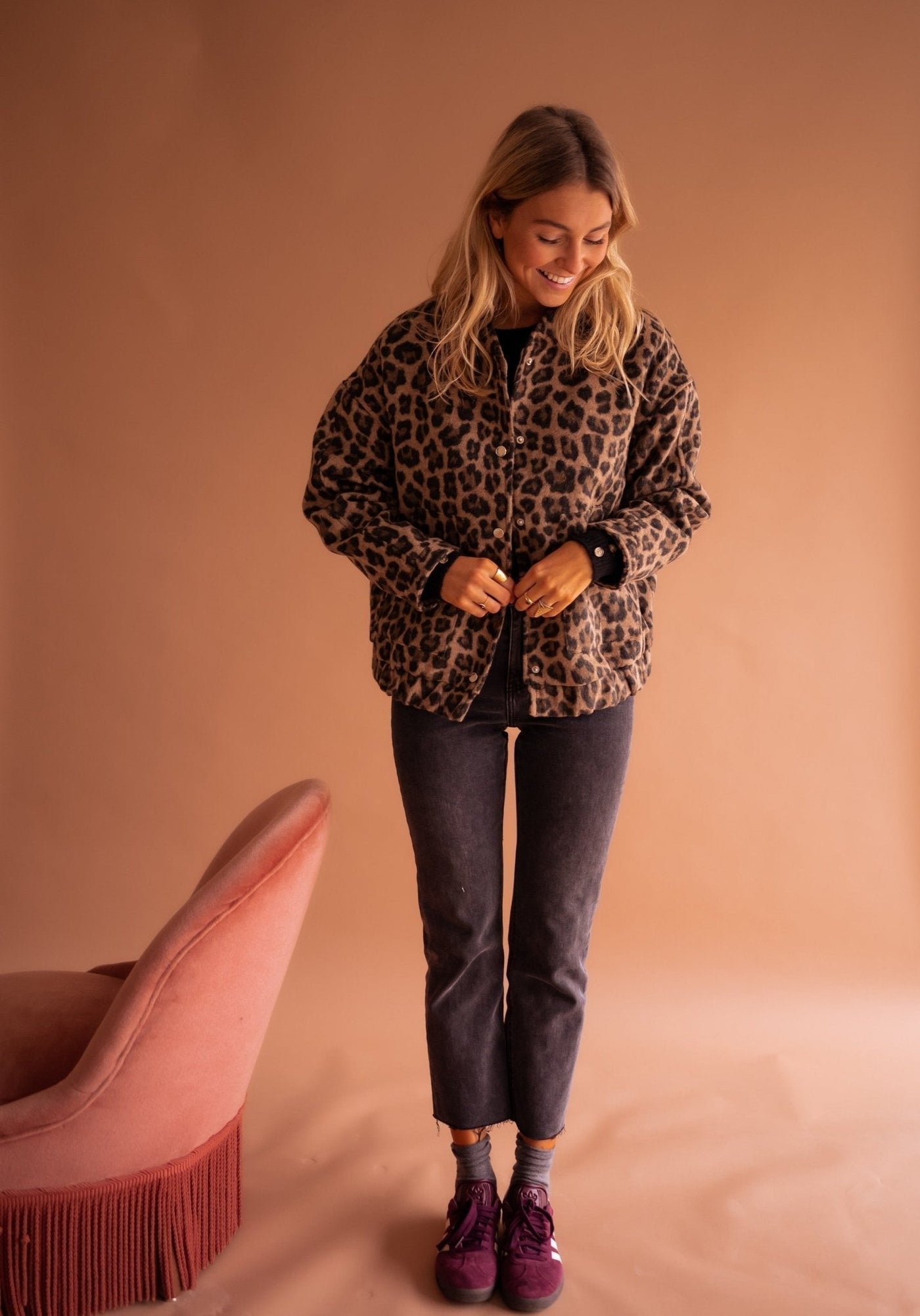 Léontine | Veste courte à imprimé léopard