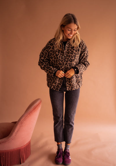 Léontine | Veste courte à imprimé léopard