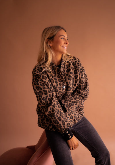 Léontine | Veste courte à imprimé léopard