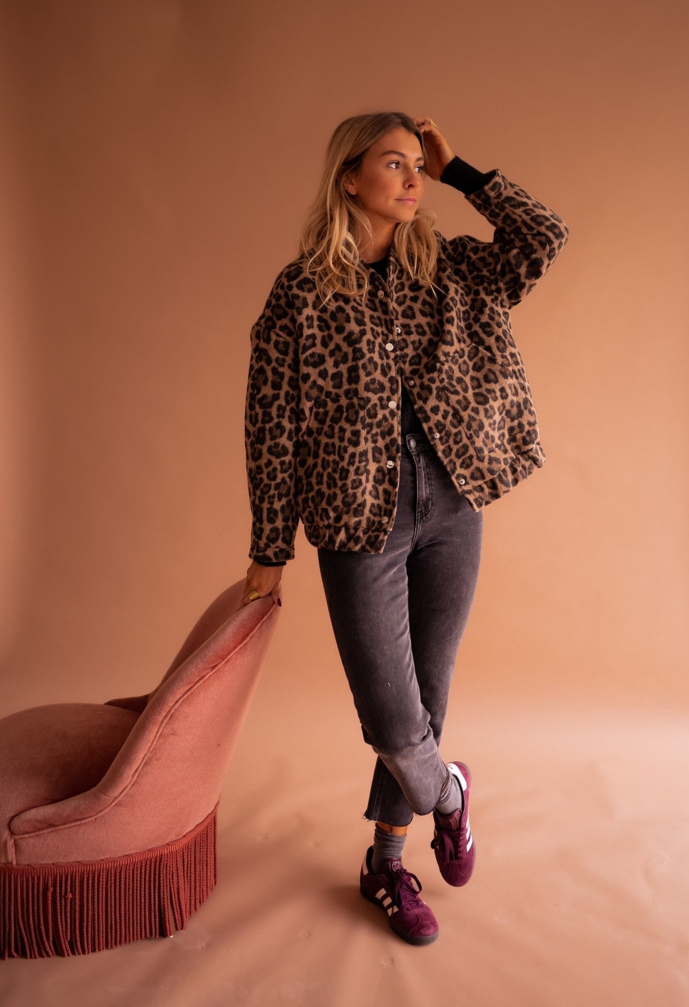 Léontine | Veste courte à imprimé léopard