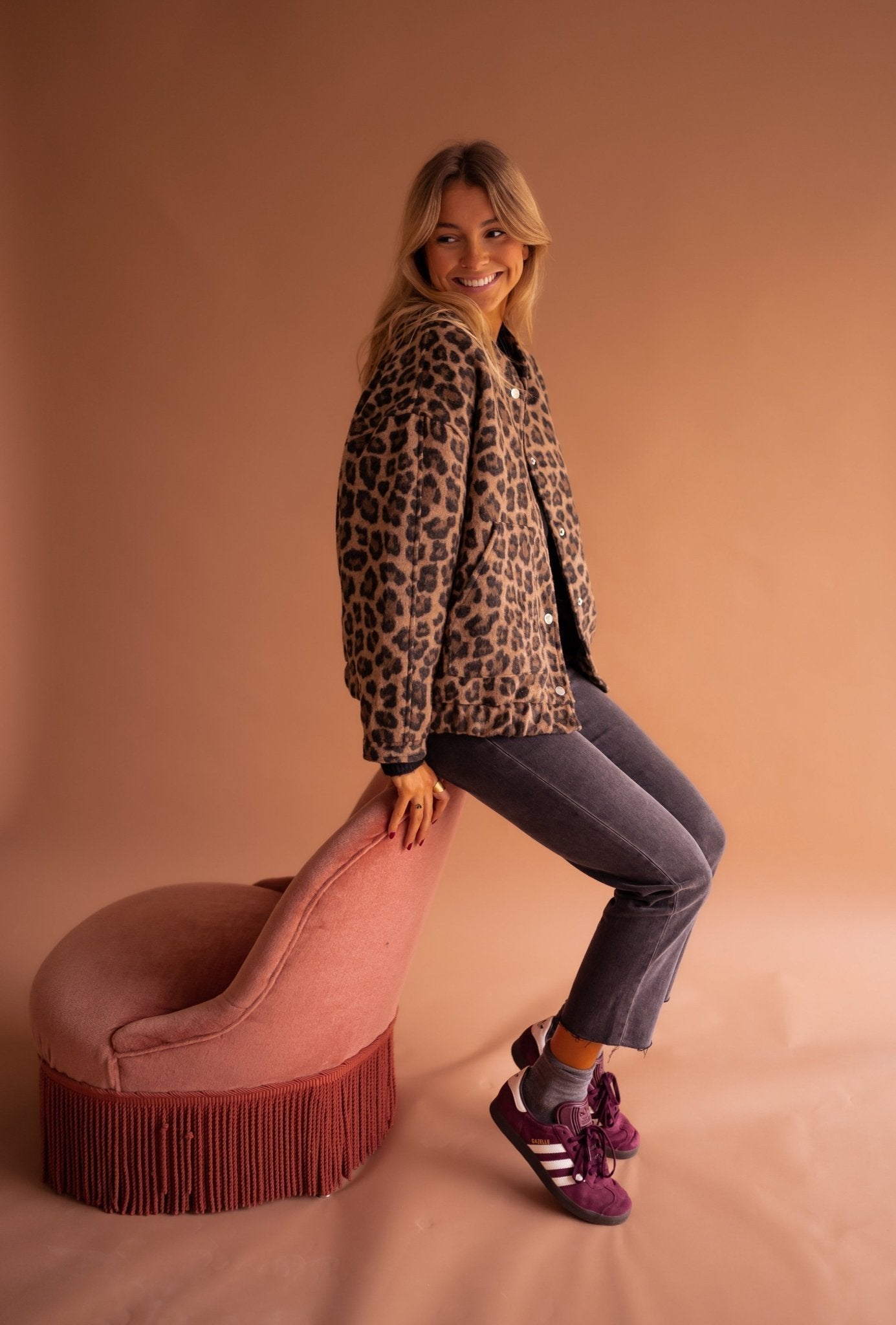 Léontine | Veste courte à imprimé léopard