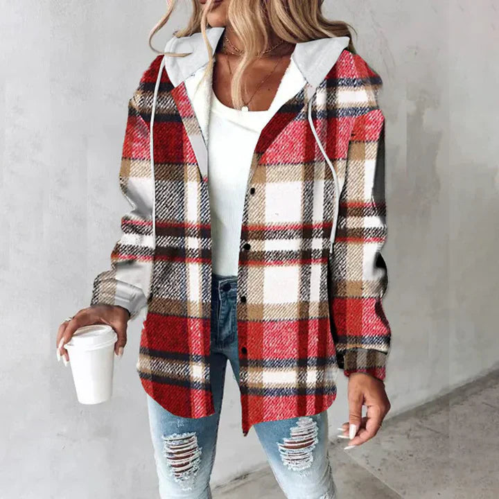 Alix | Veste à capuche en tissu écossais doux